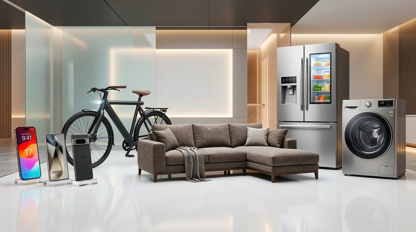 Catálogo comercial: Celulares, Bicicletas Eléctricas, Sofás y Línea Blanca para el hogar